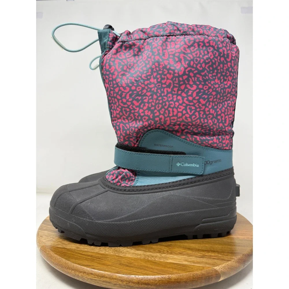 Columbia Youth Waterproof 400g Insulated Snow Winter Boots Pink Leopard Size 6‎
